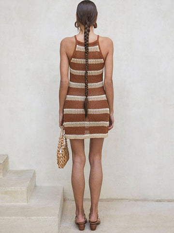 Moss Rose Striped Crochet Dress